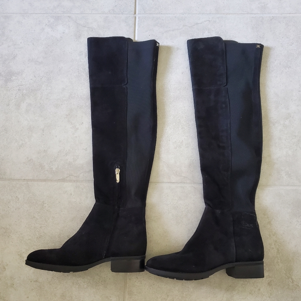 Sam Edelman Pam suede fabric mix media knee high boots